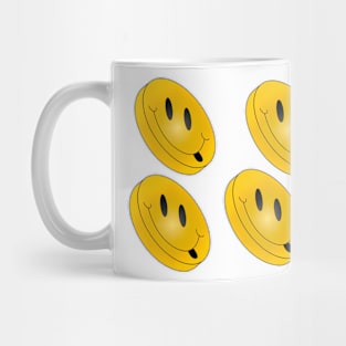 Four happy Emojis smiling. Smiling retro emoticon. Number four is the lucky number. Mug